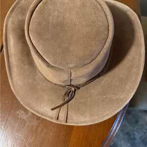Kardo Brown Suede Outback Hat with Leather Tie